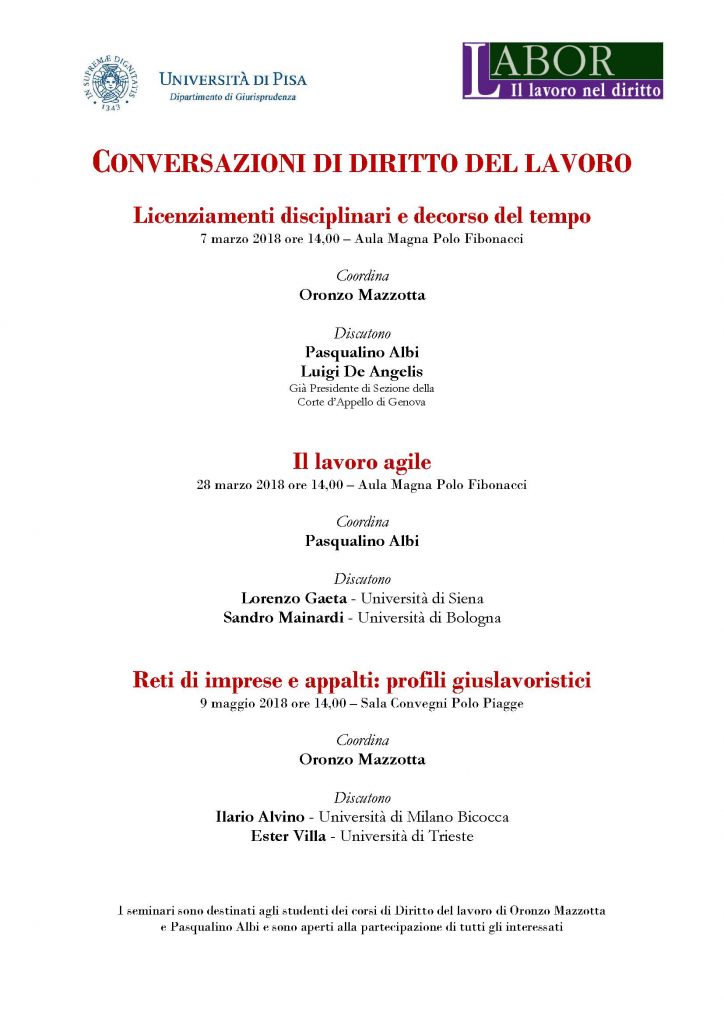 Locandina Seminari Pisa 2018