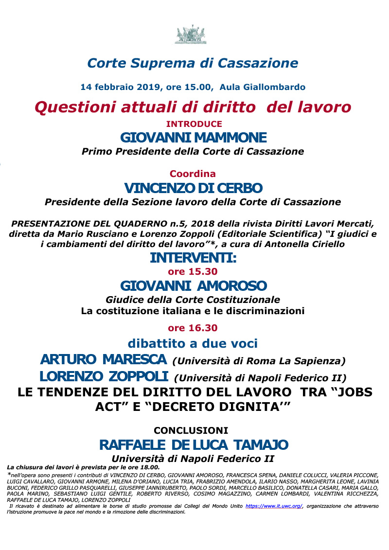 Questioni attuali di diritto del lavoro locandina